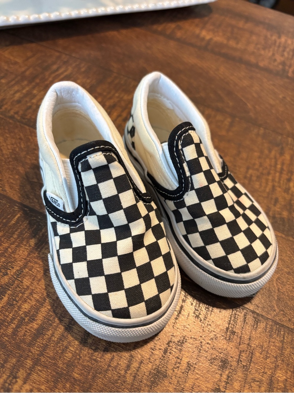 Vans Kids Checkerboard Slip-On Sneakers - Black & White